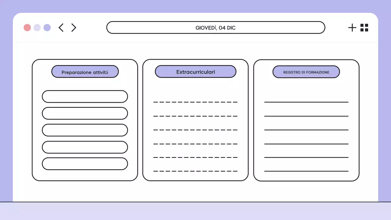 Illustrazione viola Presentazione dell'agenda di classe