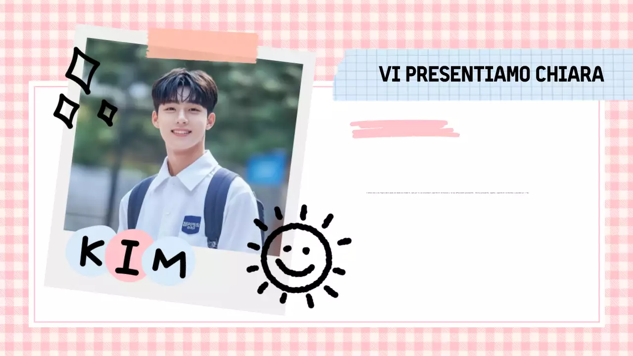 Presentazione del dramma K con scarabocchi rosa e blu pastello