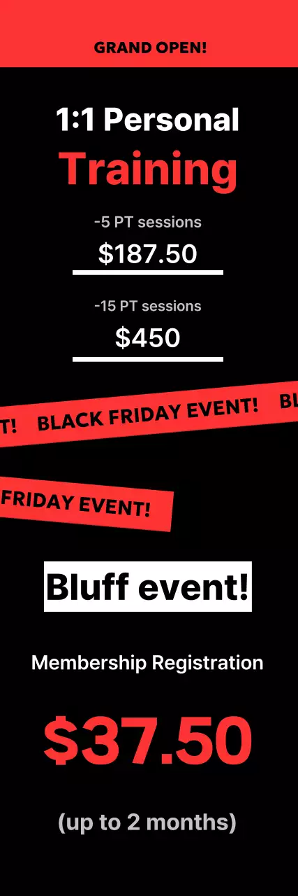 Anúncio de fitness preto e elegante