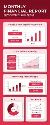 Red Modern Financial Report Document Infographic