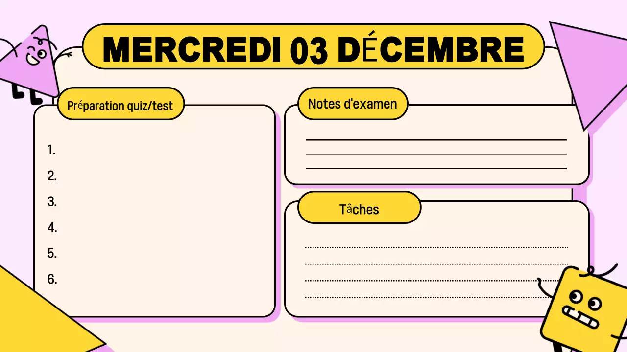 Présentation de l'agenda de la classe rose jaune ludique