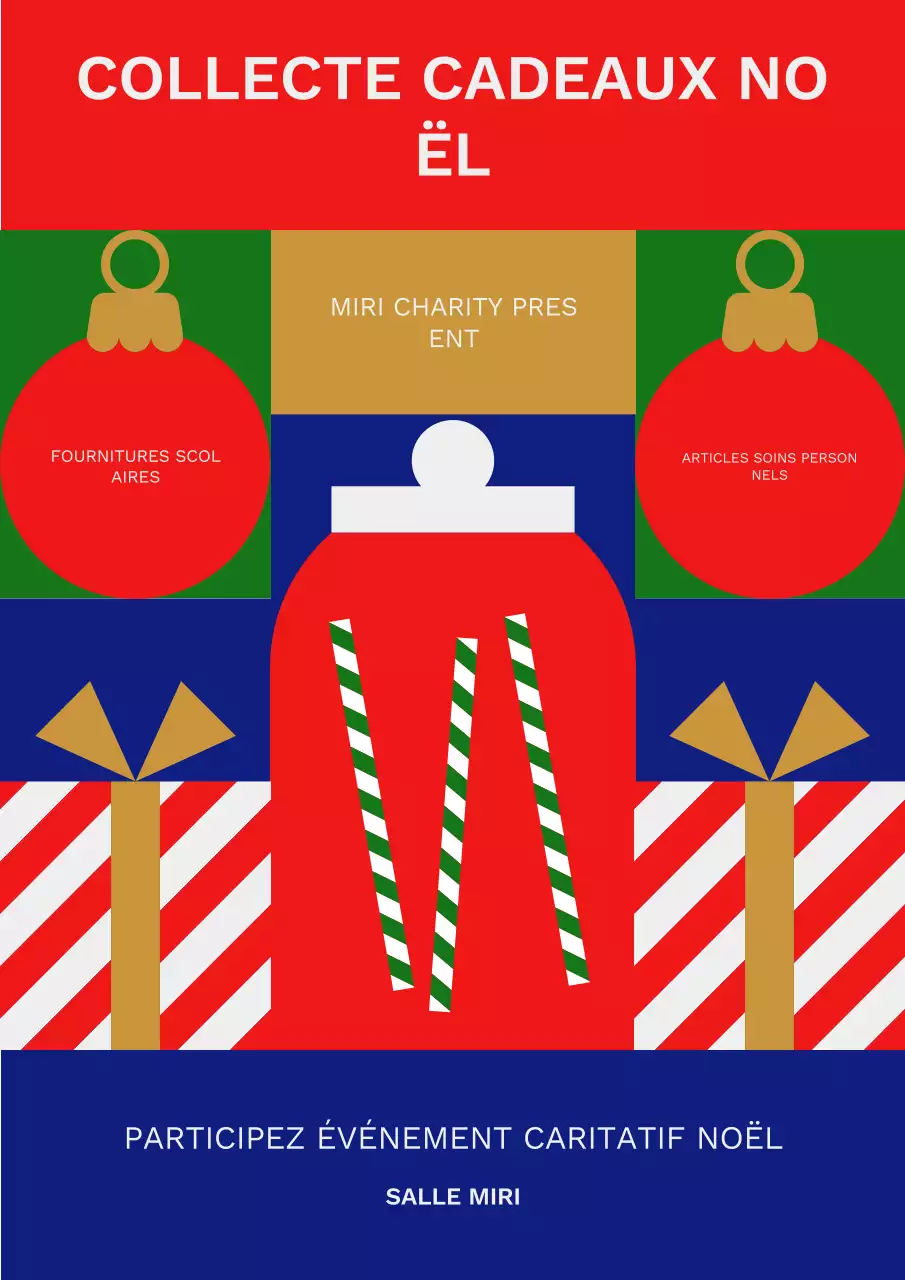 annonce de charité pour le noël de la géométrie rouge