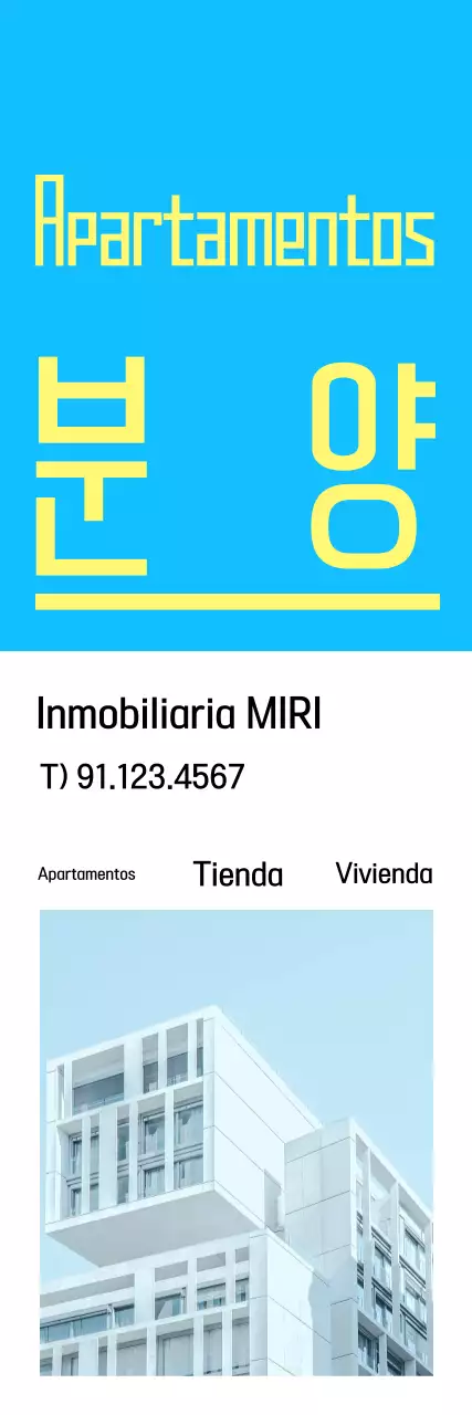 Moderno anuncio inmobiliario en azul claro