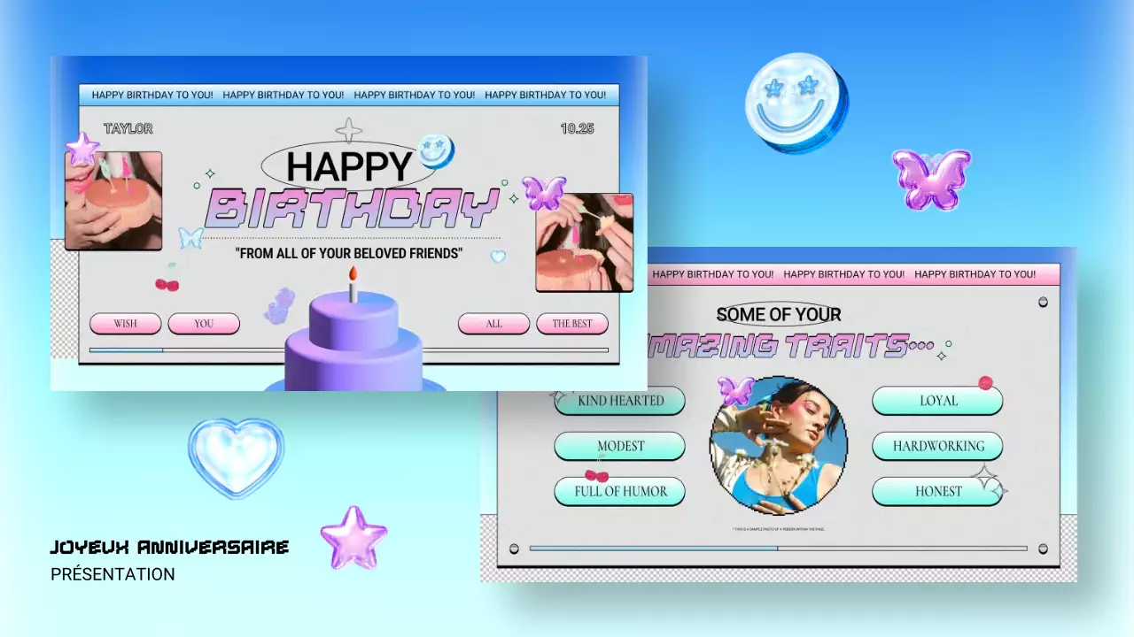 anniversaire rétro mauve