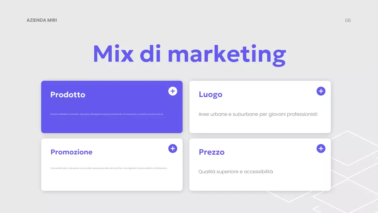 presentazione del piano di marketing moderno viola