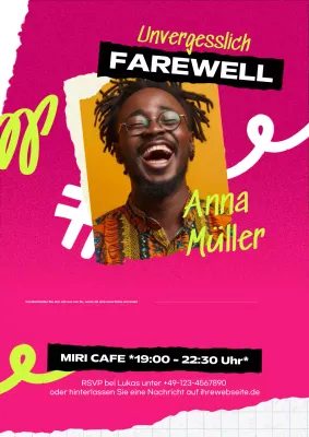 Rosa Vibrant Trendy Team und Freund Abschied Einladung Poster