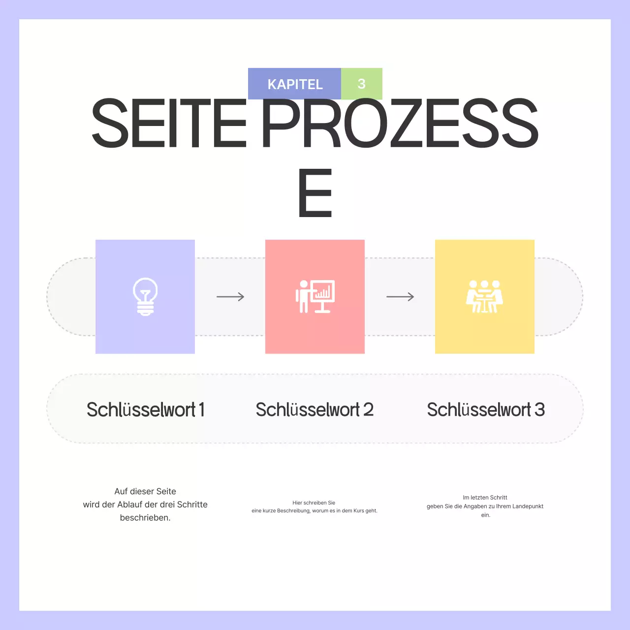 Ein Leitfaden mit einfachen Formen in Lila und Grau