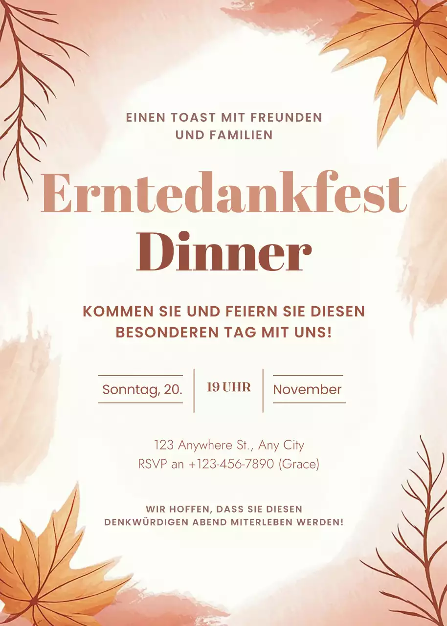 orange traditionelle Einladung zum Abendessen
