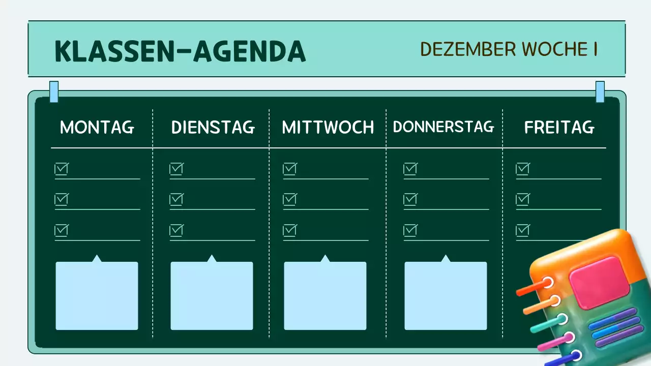 orange und teal pop Klasse Agenda Planer