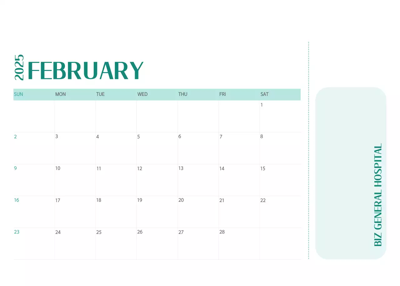 Kalender rumah sakit dalam bingkai foto hijau