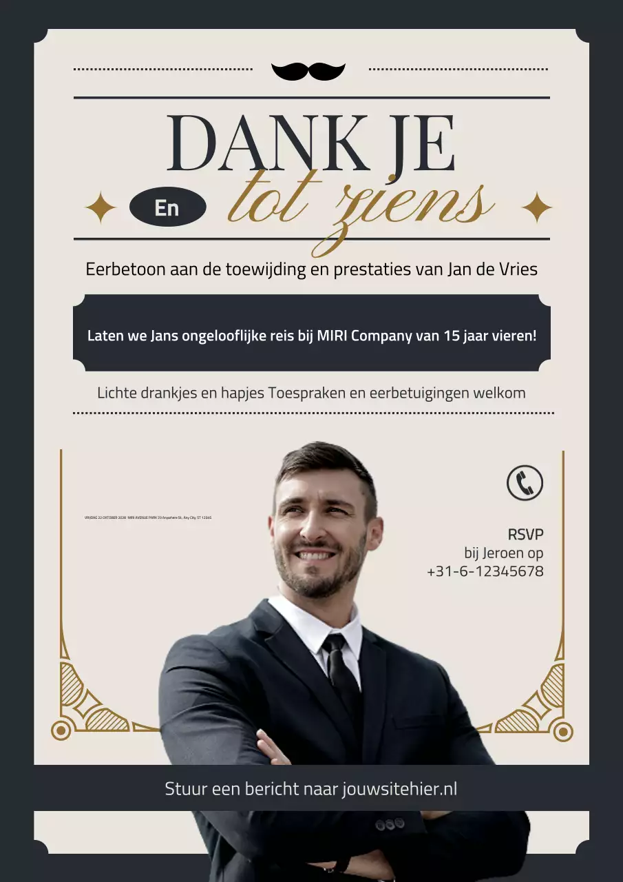 beige elegante uitnodiging voor afscheid