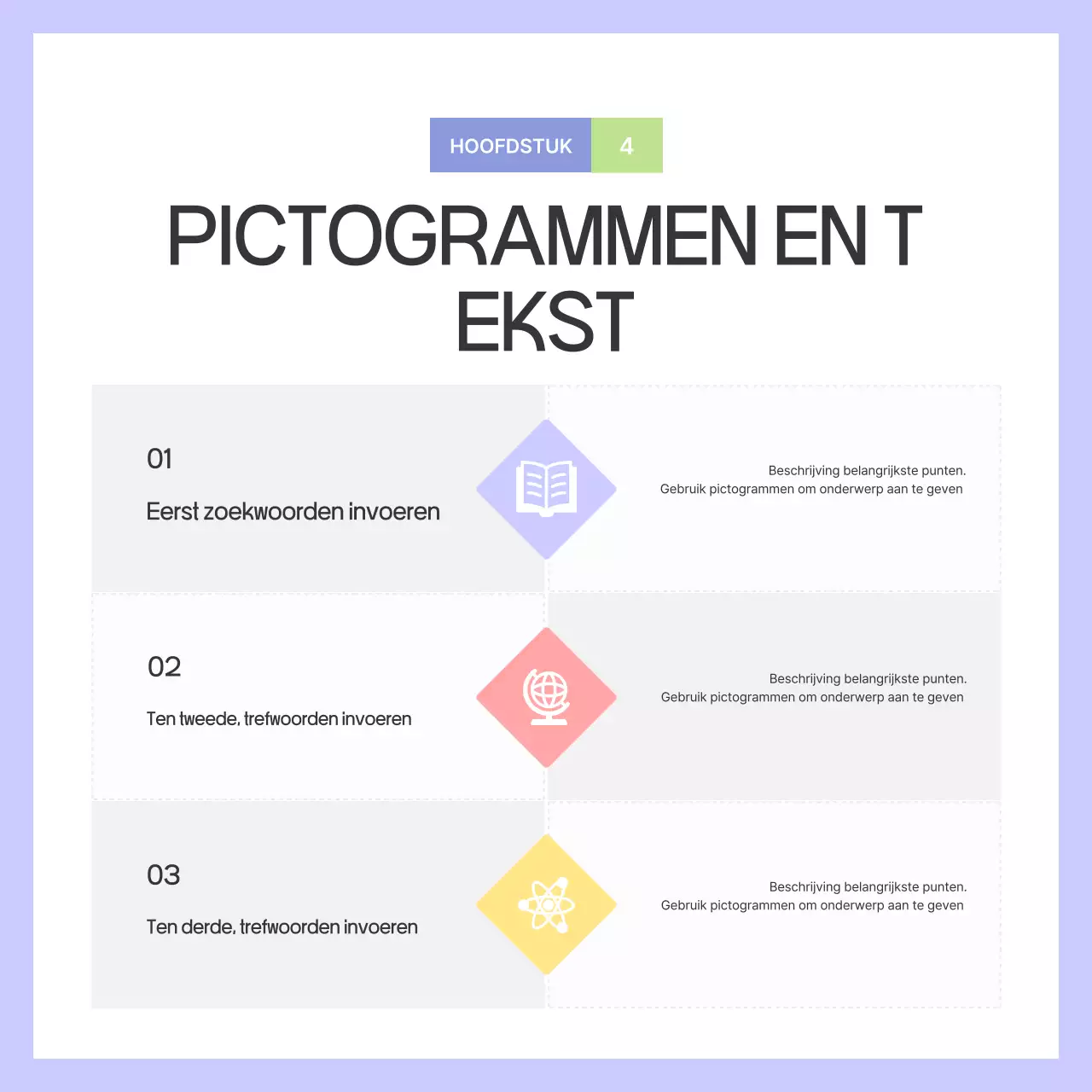 Een gids met eenvoudige vormen in paars en grijs
