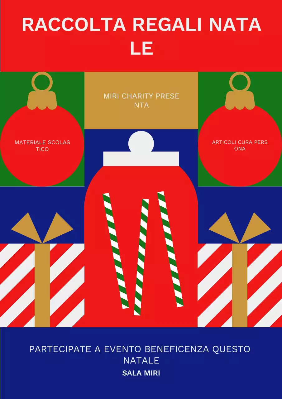 annuncio natalizio di beneficenza a geometria rossa