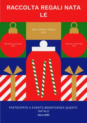 annuncio natalizio di beneficenza a geometria rossa