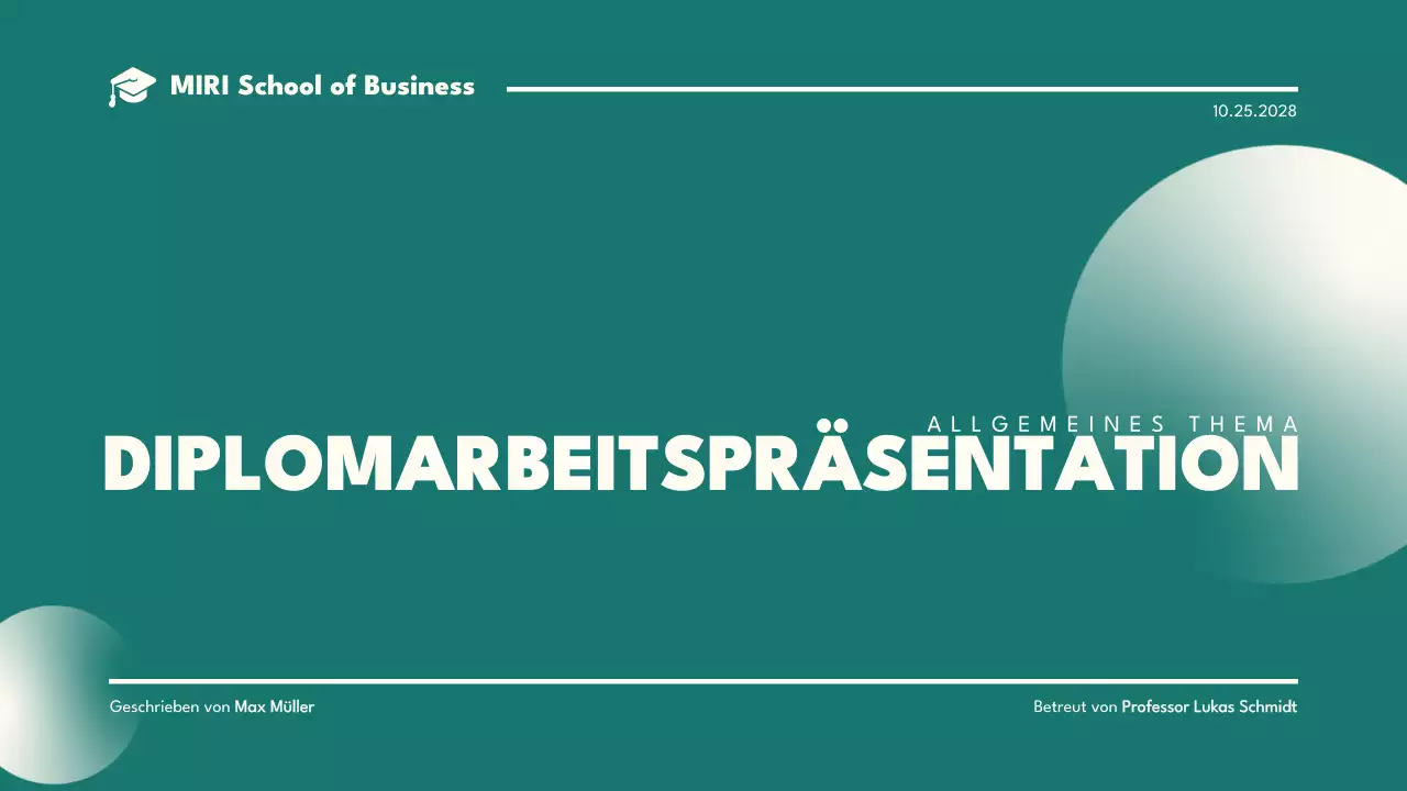 Minimalistische Thesenpräsentation in Grün