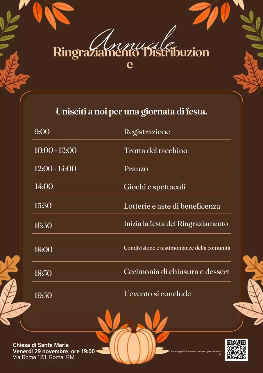 Programma dell'evento tradizionale del Ringraziamento Brown