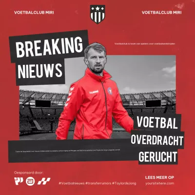 Rood Modern Voetbal Breaking News Aankondiging