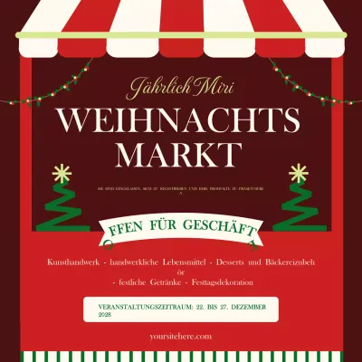 Grüne Retro-Weihnachtsmarkt-Einladung