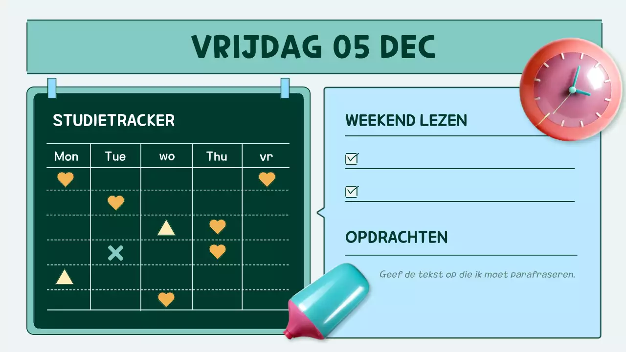 agenda planner oranje en groenblauw pop class