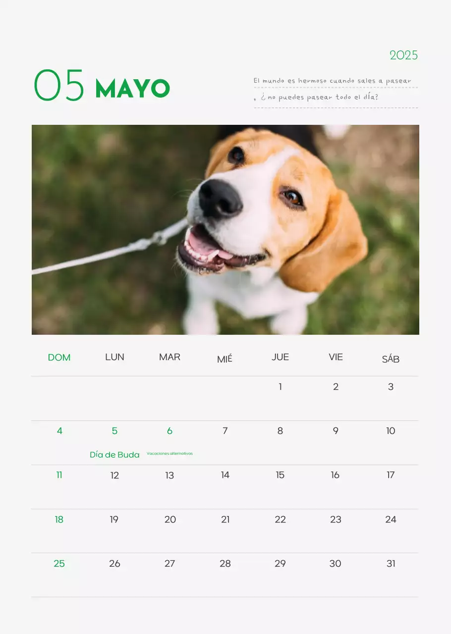 Calendario Abstracto Simple Animal