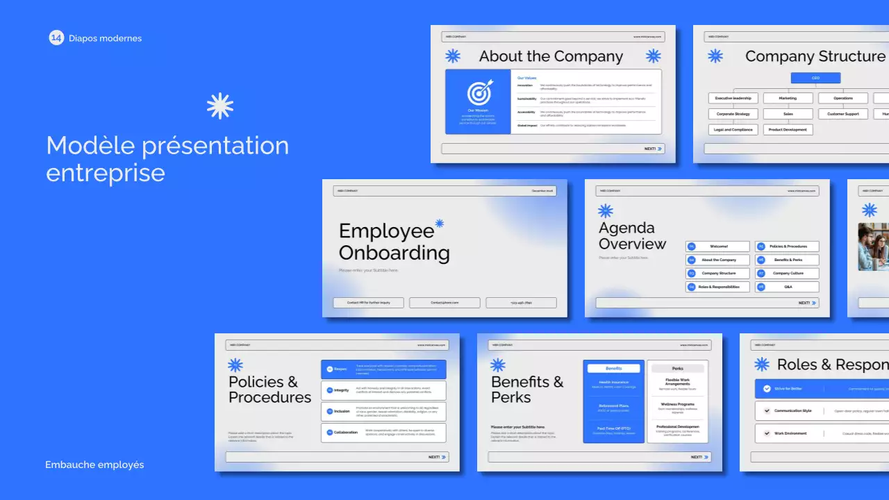 Présentation d'entreprise moderne de couleur bleue