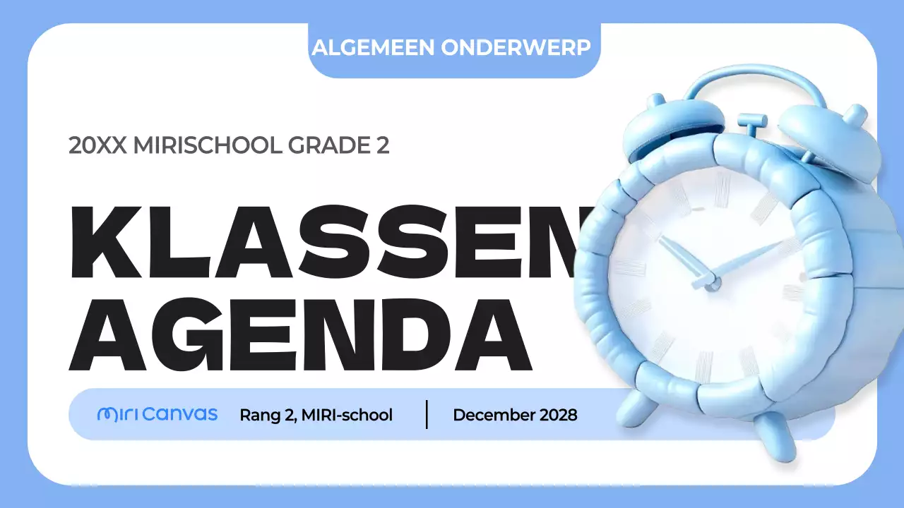 blauwe eenvoudige klassenagenda planner