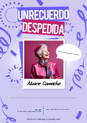 Invitación púrpura moderna para una despedida memorable