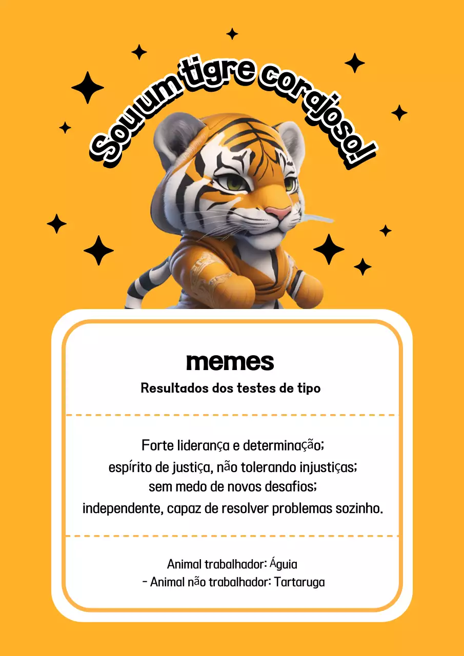 Acerca do teste de tipo do meme minimalista preto e laranja