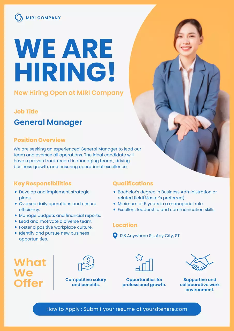 Blue Modern Job Posting Announcement Poster
