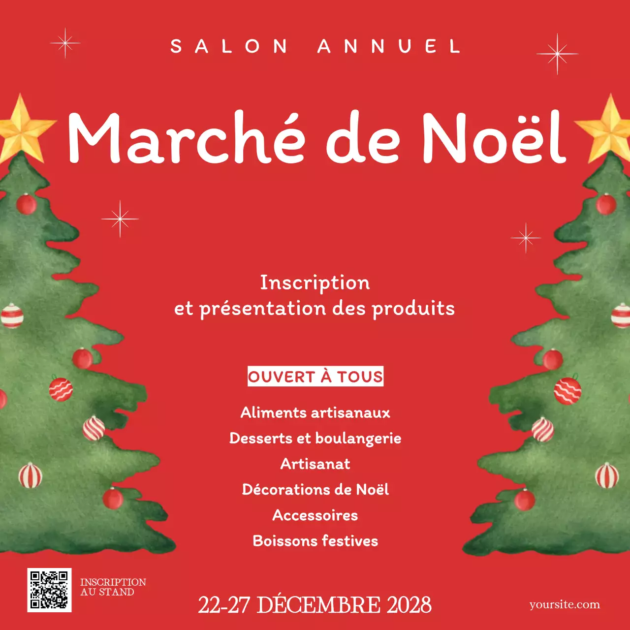 Invitation traditionnelle rouge pour les fêtes