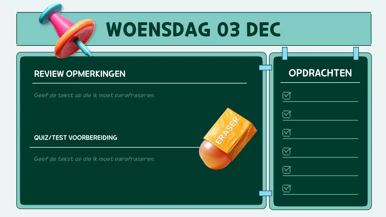 agenda planner oranje en groenblauw pop class