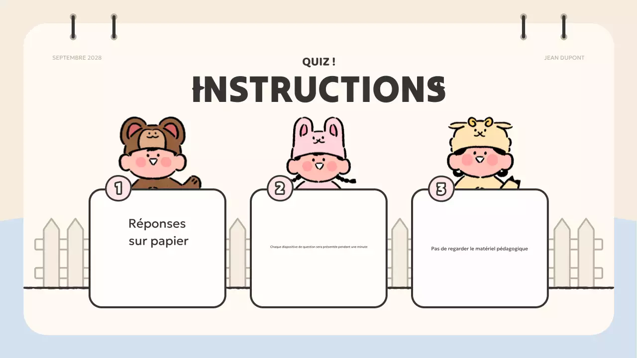 matériel de quiz sur l'animation rose