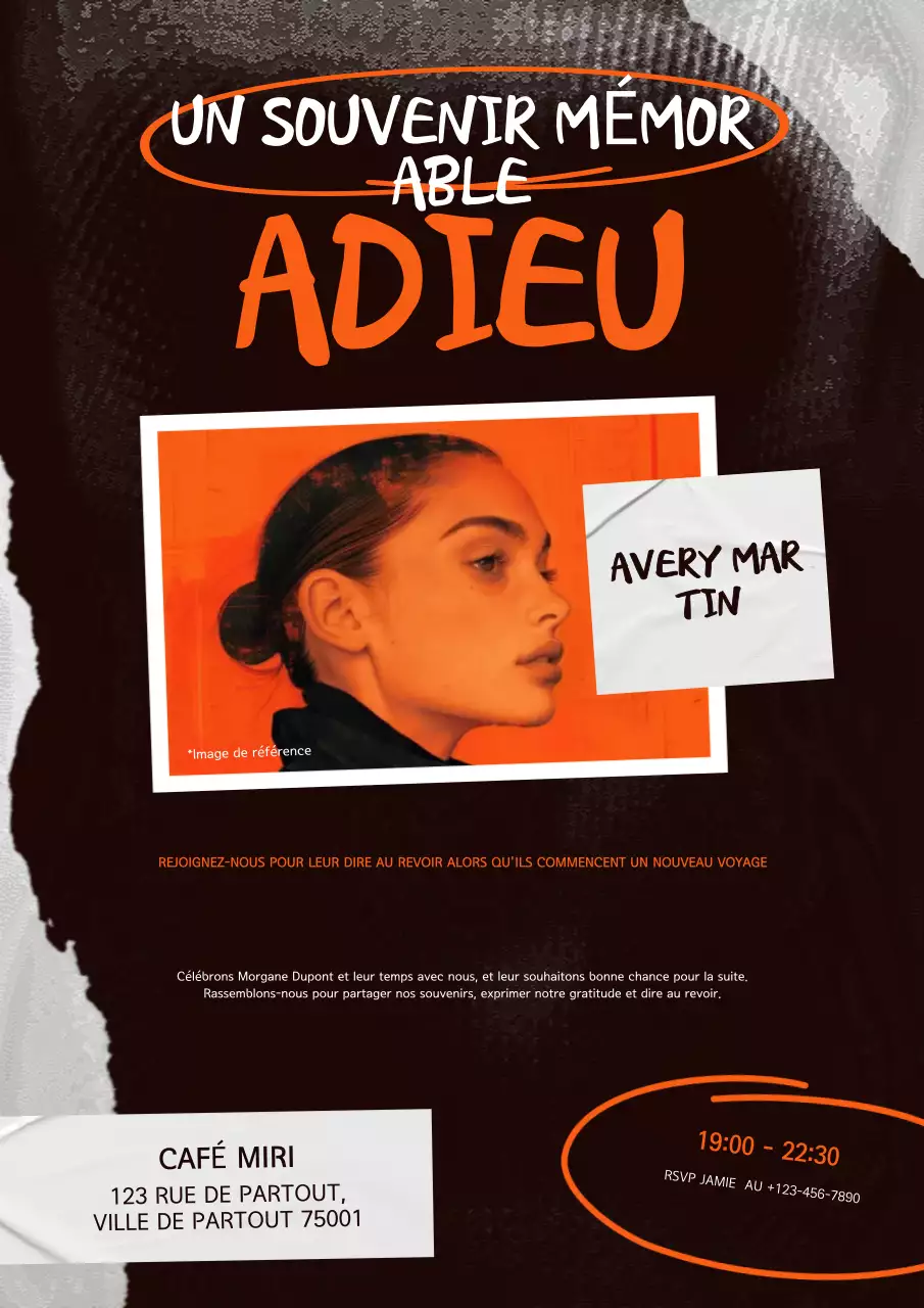 Affiche d'événement d'adieu grunge noir et vert