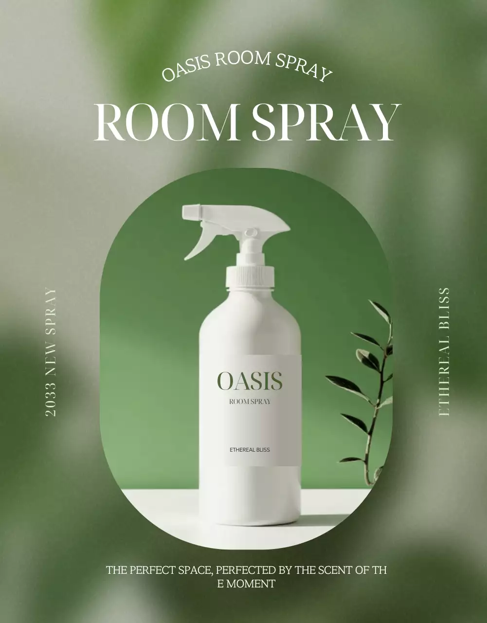 Green Minimal Room Spray Promotion Poster