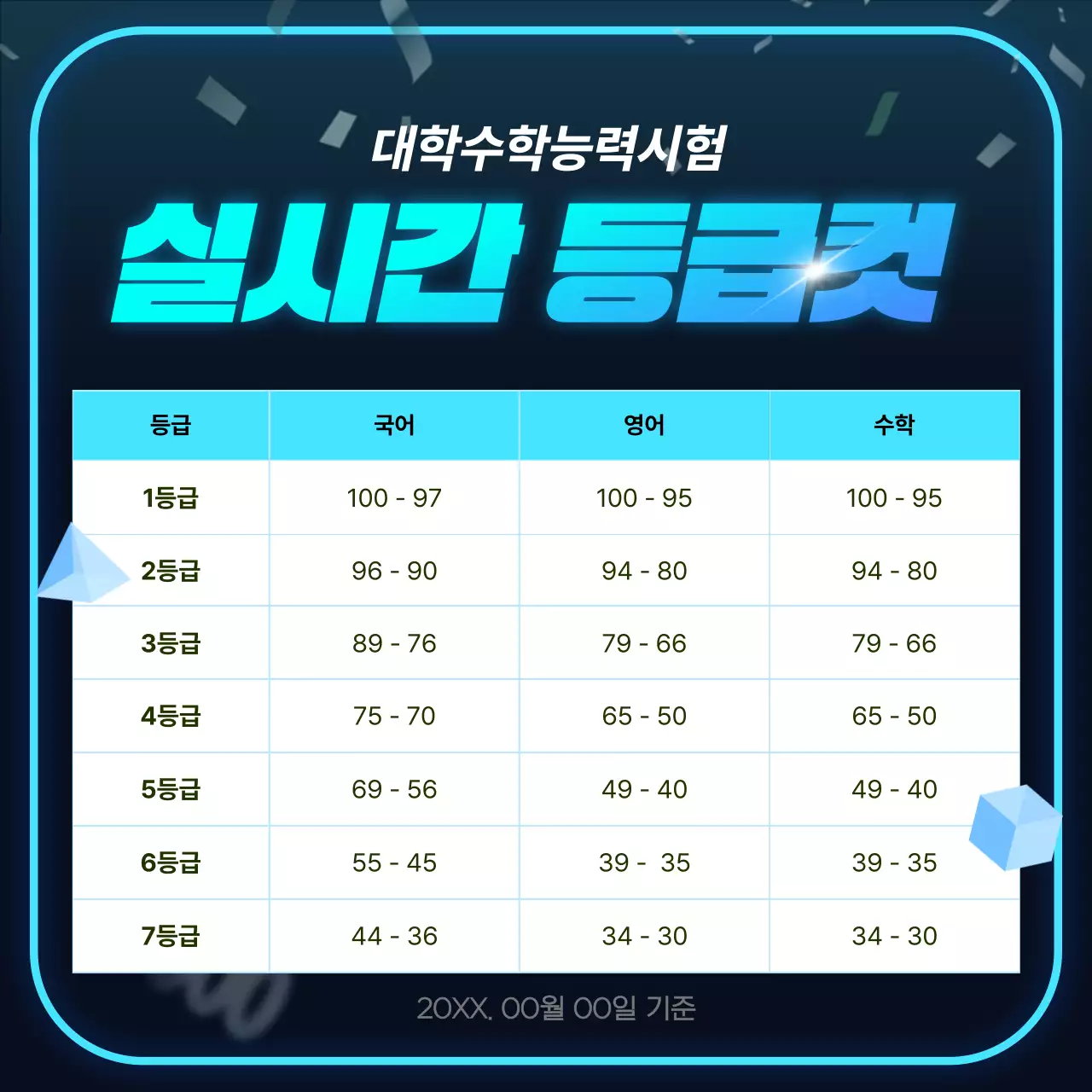 파랑 모던 시험 정보 전달 수능