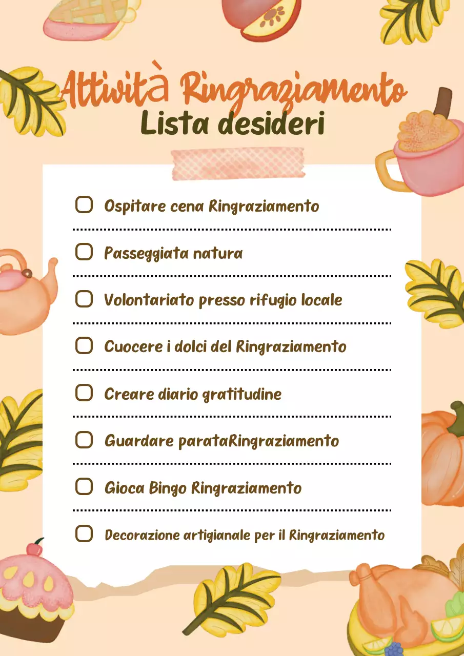 Lista di controllo del Ringraziamento tradizionale arancione