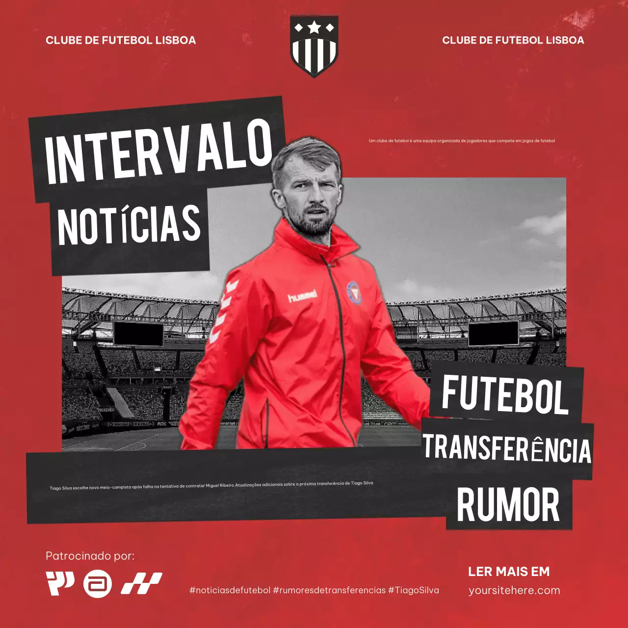 Anúncio de notícias de última hora do futebol moderno vermelho