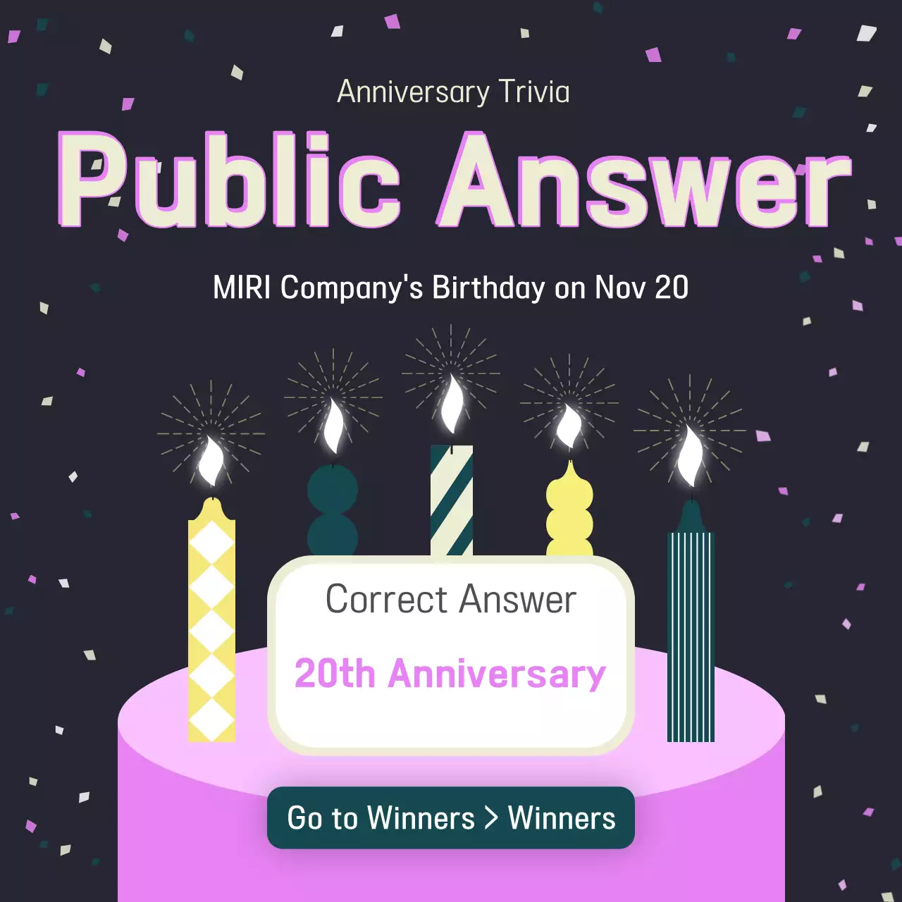 Posting Media Sosial Acara Ulang Tahun Ungu Modern