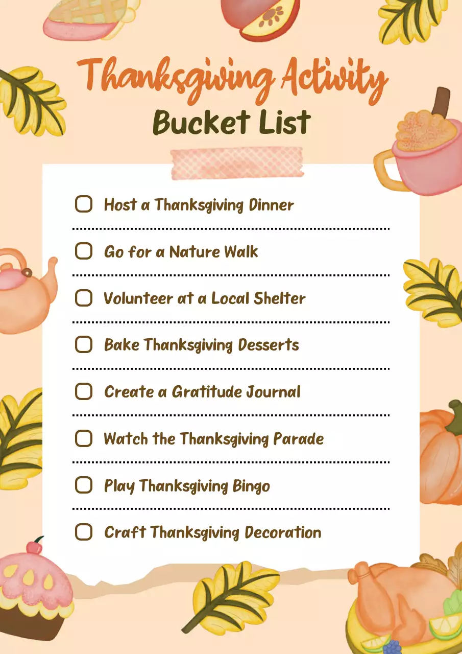 Orange Rustic Thanksgiving Planner Poster