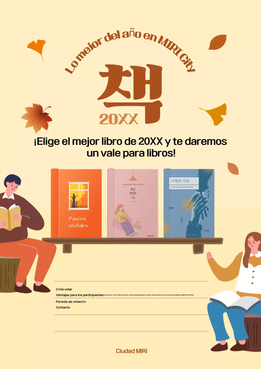 Naranja y marrón sencillos para promocionar la votación del mejor libro del año
