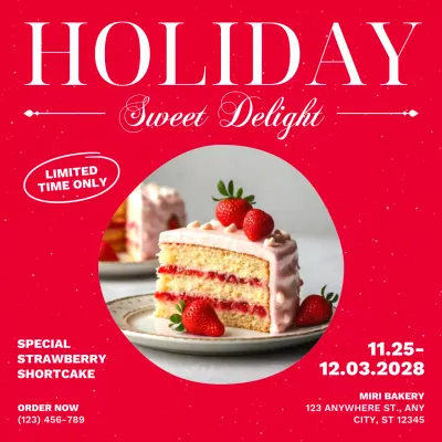 Red Festive Cake Promotion Social Media Post