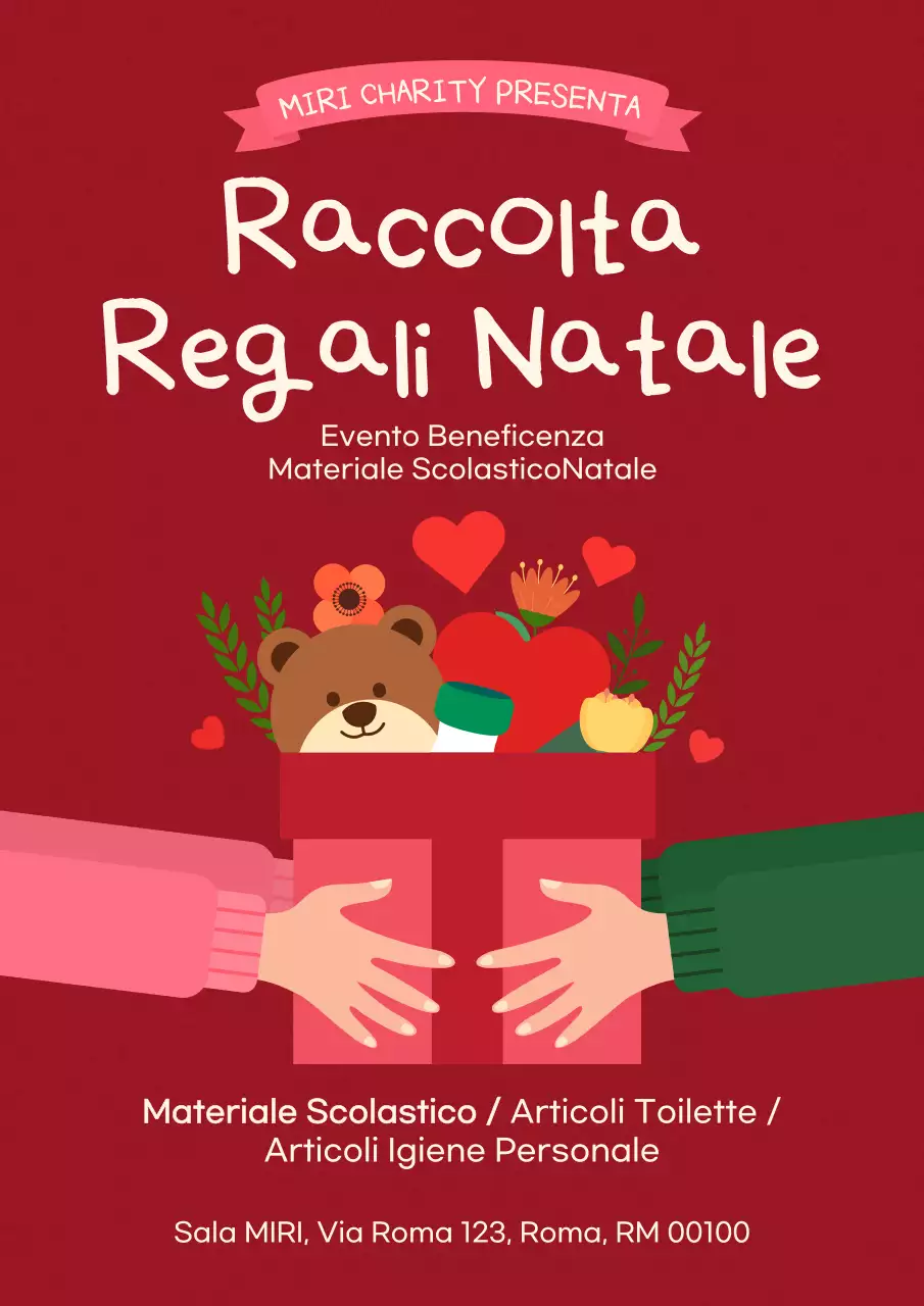 annuncio di beneficenza rosso festivo