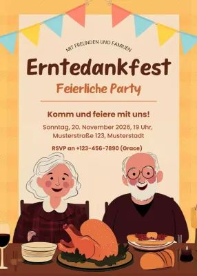 orange vintage Danksagung Einladung