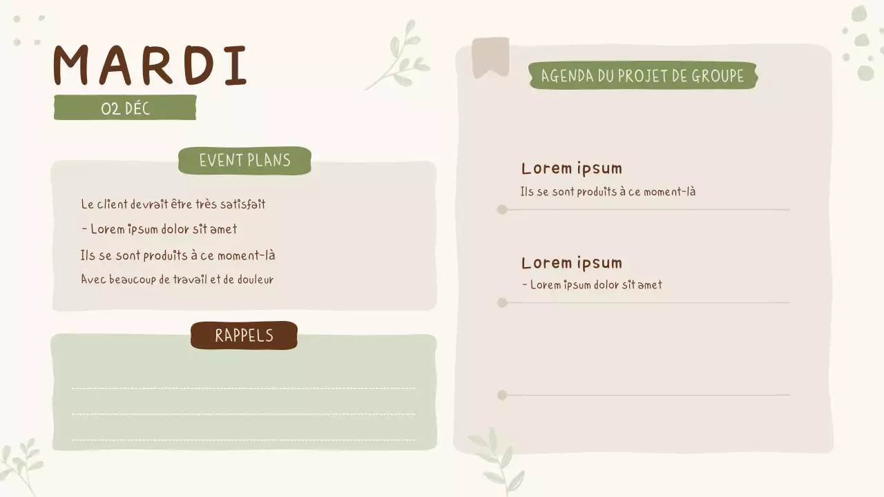 Présentation de l'agenda de la classe Pastel