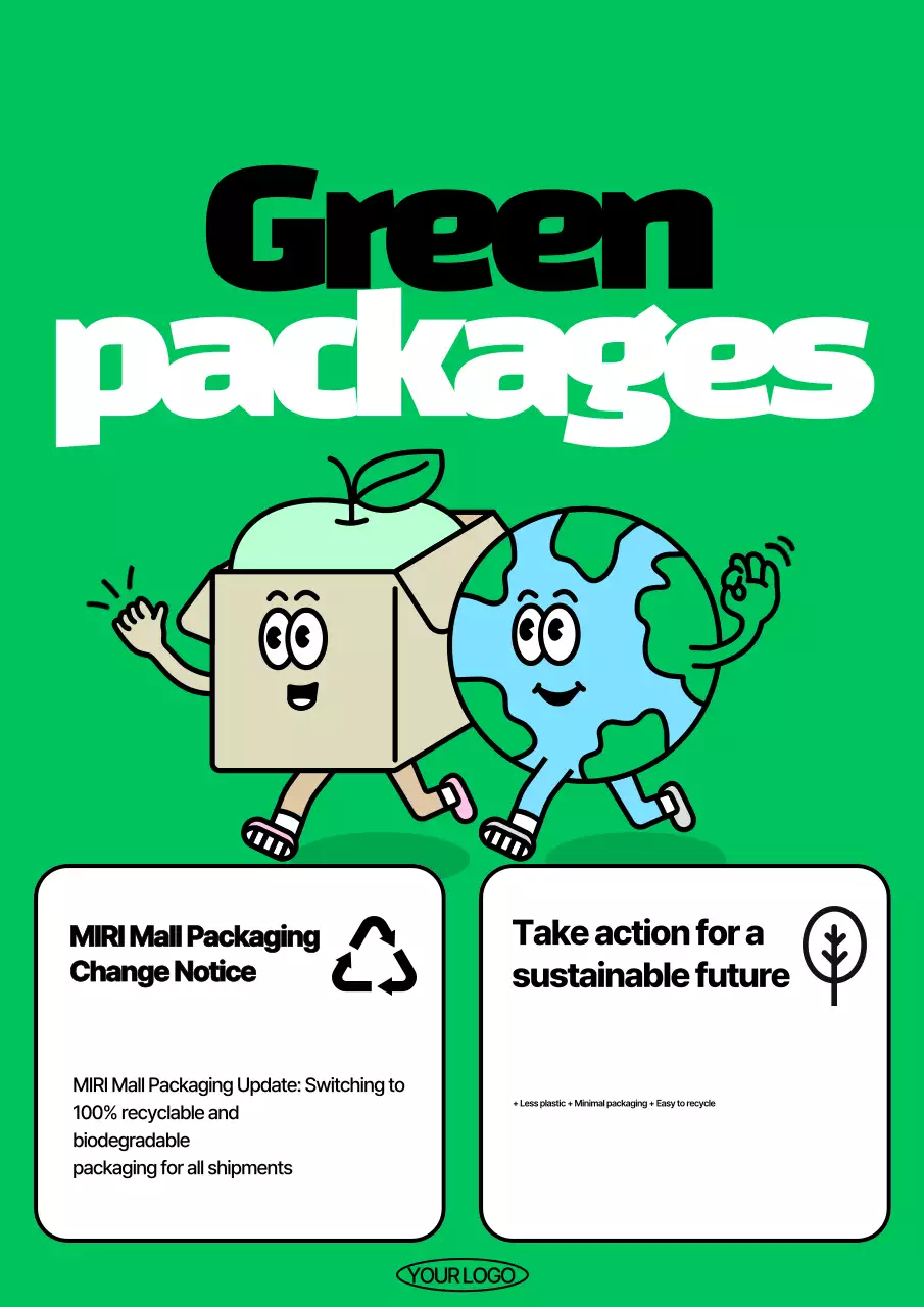 Poster thông báo về tính bền vững đơn giản xanh