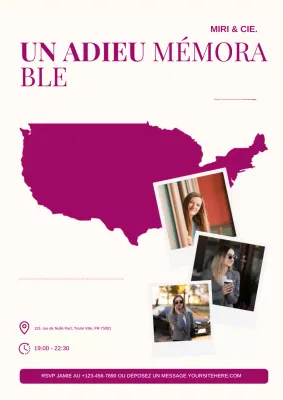 invitation d'adieu moderne bleue