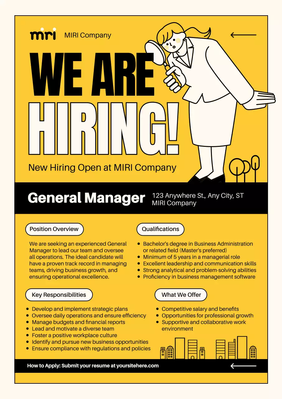 Yellow Professional Hiring Announcement Poster