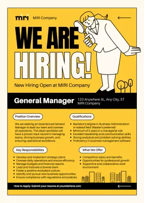 Yellow Professional Hiring Announcement Poster