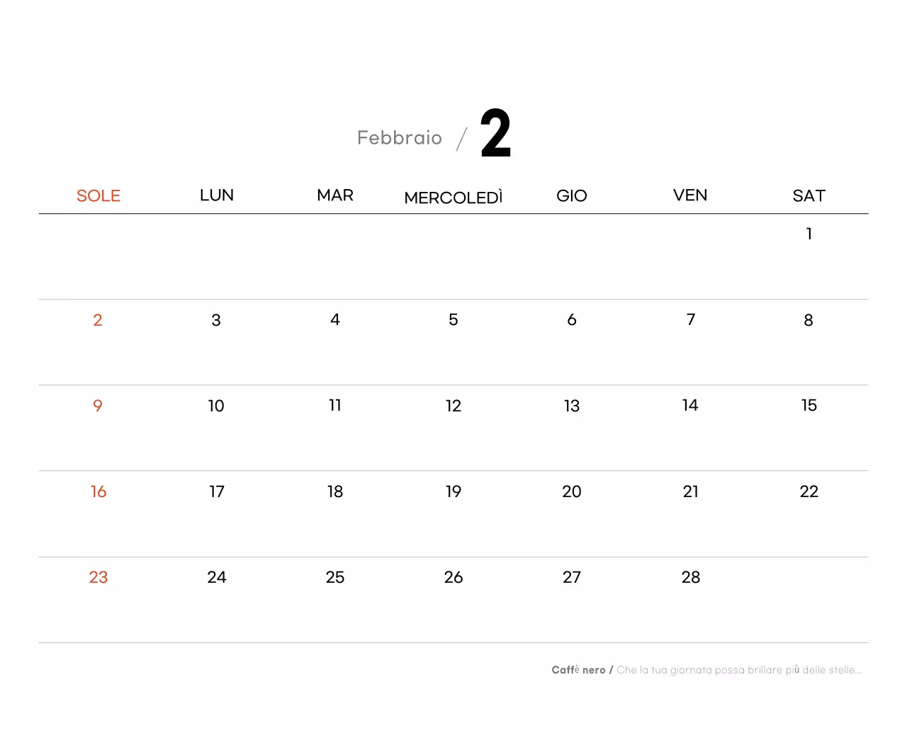 Calendario grigio minimalista