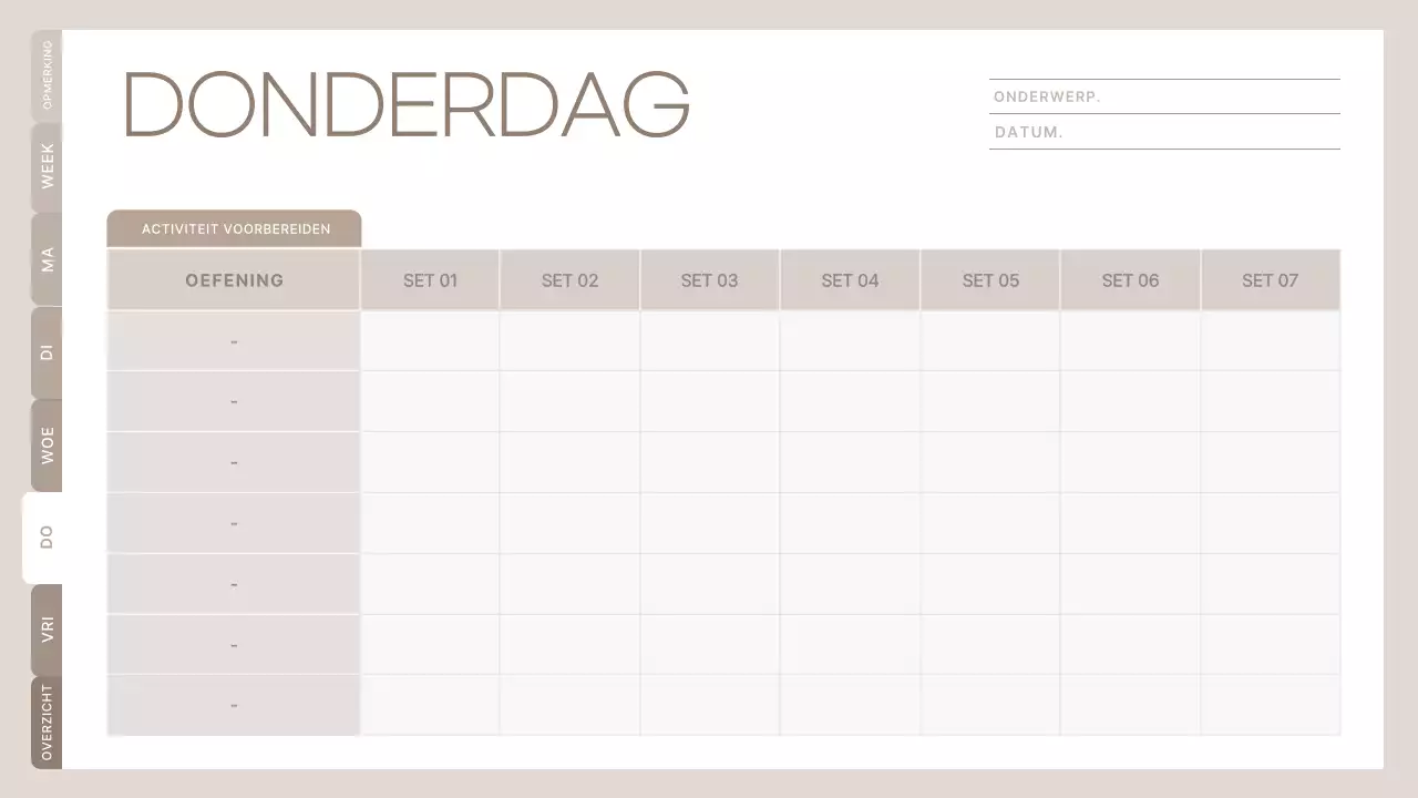 beige minimalistische klassenplanner schema